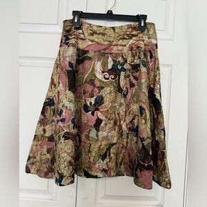 Chico’s Embroidered Silk Skirt Sz 1